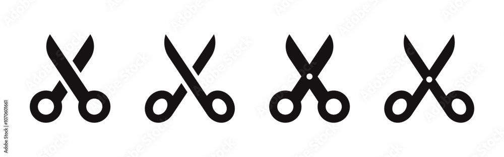 Scissors icons set. Cutting symbol. Vector illustration. Scissors icons set. Cutting symbol. Vector illustration.