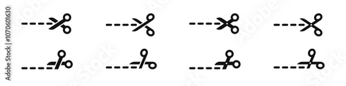 Scissors icons set. Cutting symbol. Vector illustration.
