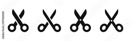 Scissors icons set. Cutting symbol. Vector illustration.