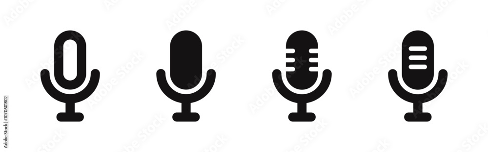 Microphone icons set.Voice recording symbol. Vector illustration. Microphone icons set.Voice recording symbol. Vector illustration.