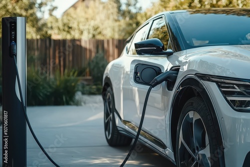 Electric Car Charging at Outdoor Station