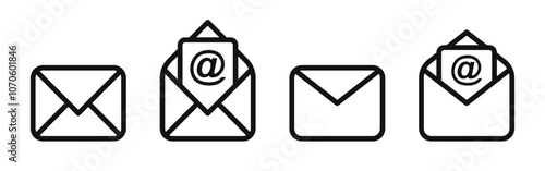 Mail icon. Email communication. Opened newsletter. Vector illustration.