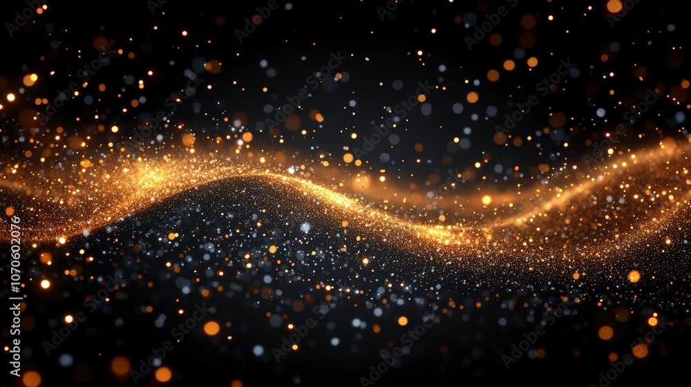 Naklejka premium Dark Backdrop with Glowing Golden Bokeh