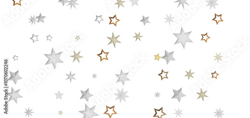 Abstract background with golden and white stars on a black background