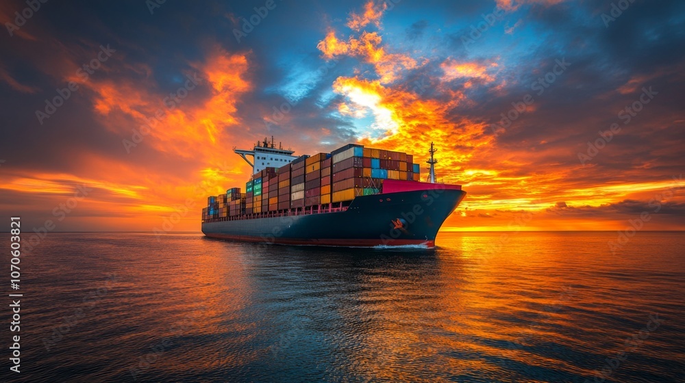 Container Ship at Sunset Container Ship at Sunset