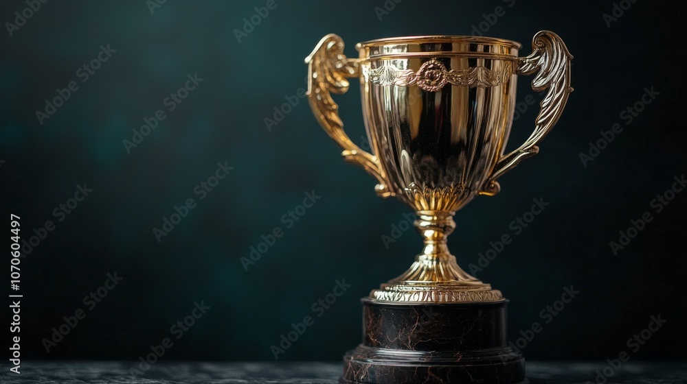 Golden Trophy on Dark Background Golden Trophy on Dark Background