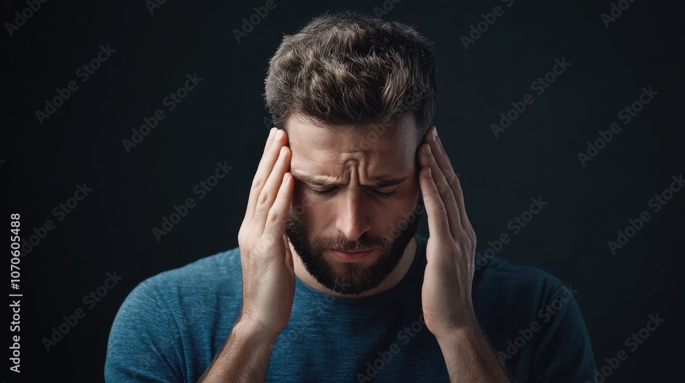 Man Suffering from Headache and Tension Relief Man Suffering from Headache and Tension Relief