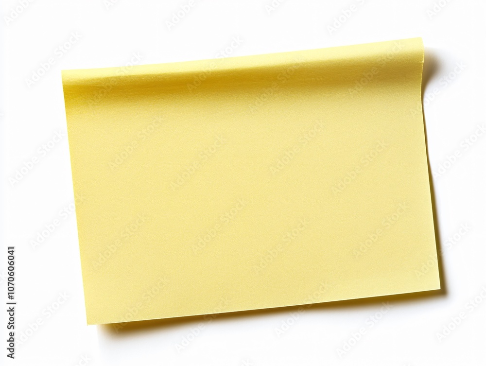 Single Yellow Sticky Note on White Background Single Yellow Sticky Note on White Background
