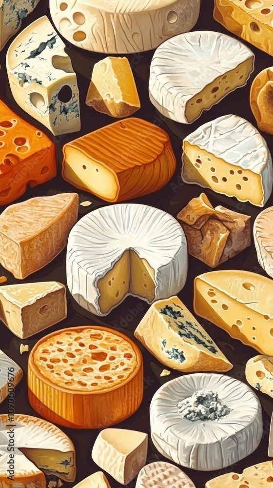 Assorted Cheeses on a Black Surface Assorted Cheeses on a Black Surface