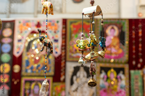 Selling Of Indian Souvenirs on A Stall At The Market photo