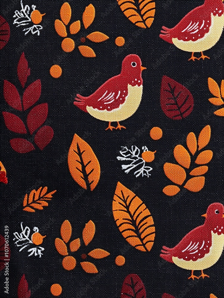 Obraz premium Fun Turkey and Leaf Pattern for Festive Decor
