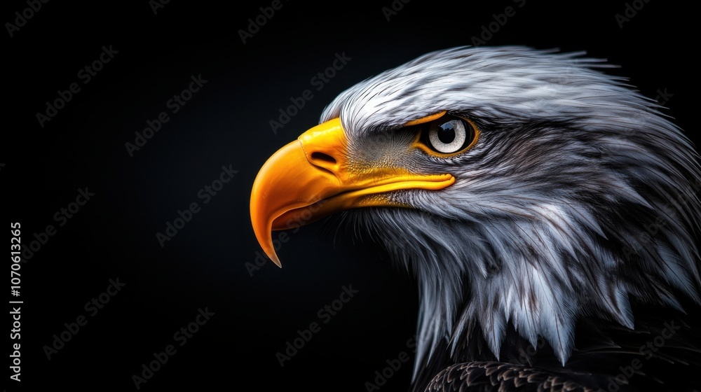 Majestic Eagle in Profile Against Dark Background Majestic Eagle in Profile Against Dark Background
