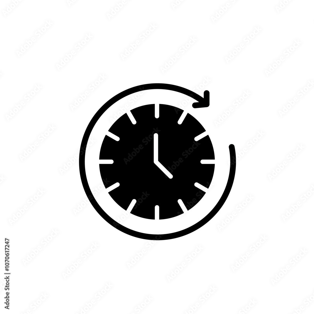 Clock icon black and white vector sign Clock icon black and white vector sign