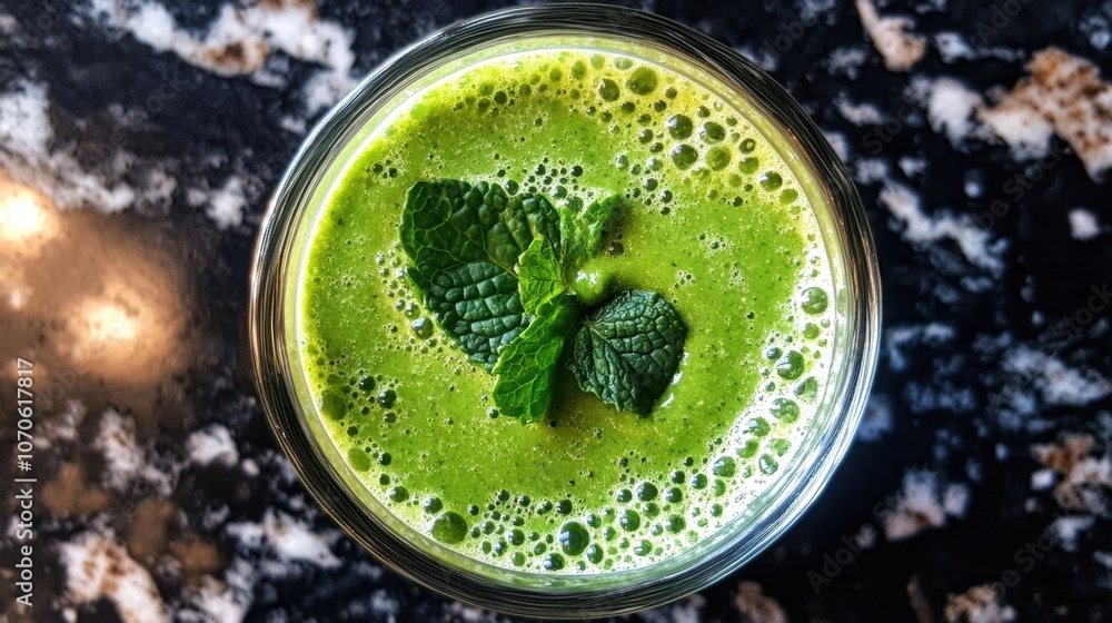 Fresh Green Smoothie with Mint Leaves Fresh Green Smoothie with Mint Leaves