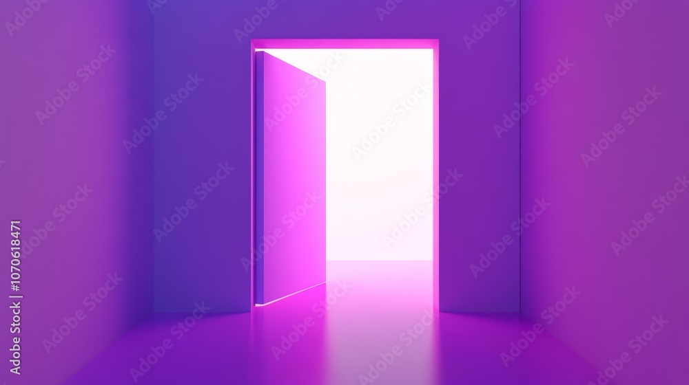 A glowing purple door opens to a bright light, suggesting a transition or new beginning. A glowing purple door opens to a bright light, suggesting a transition or new beginning.