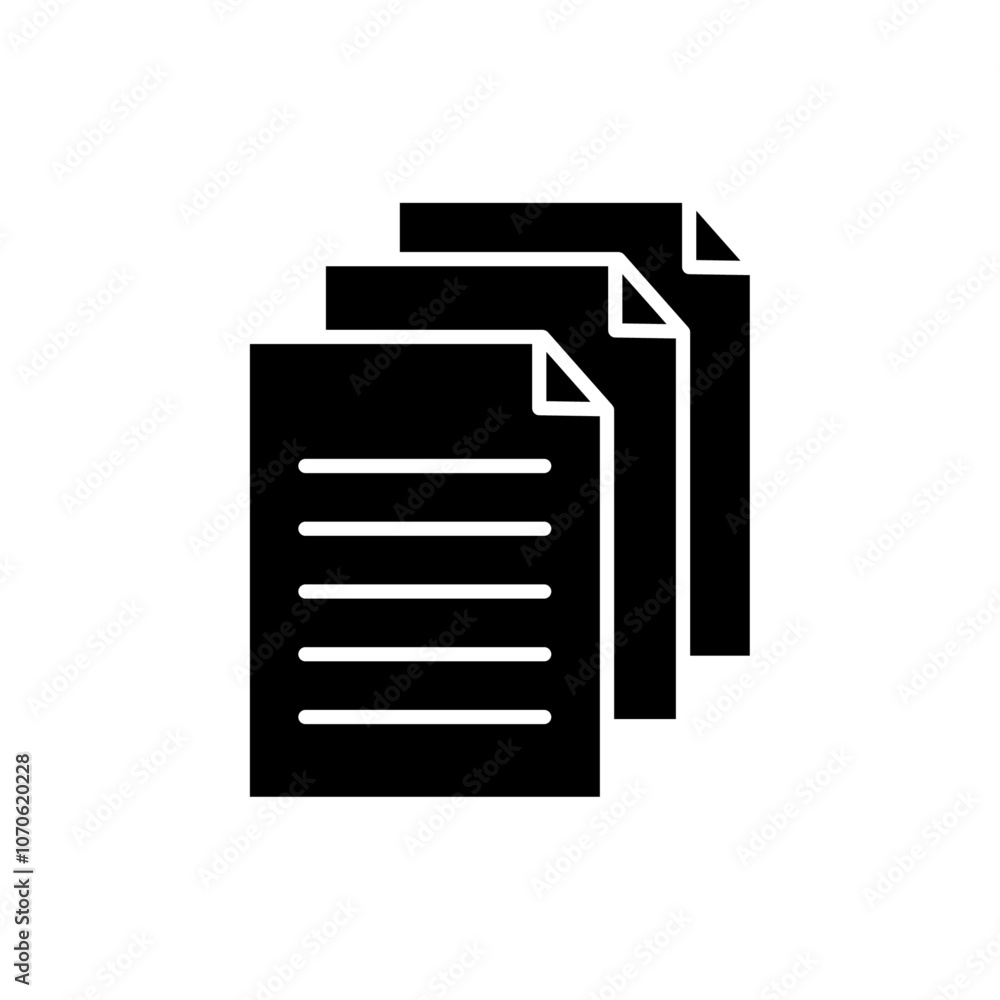 Document icon black and white vector sign Document icon black and white vector sign