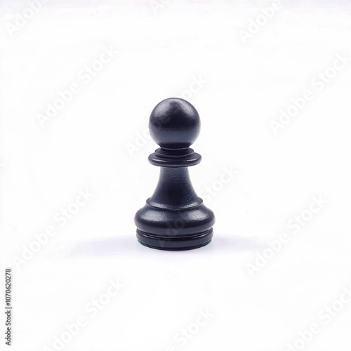 Black pawn standing on white background representing strategy