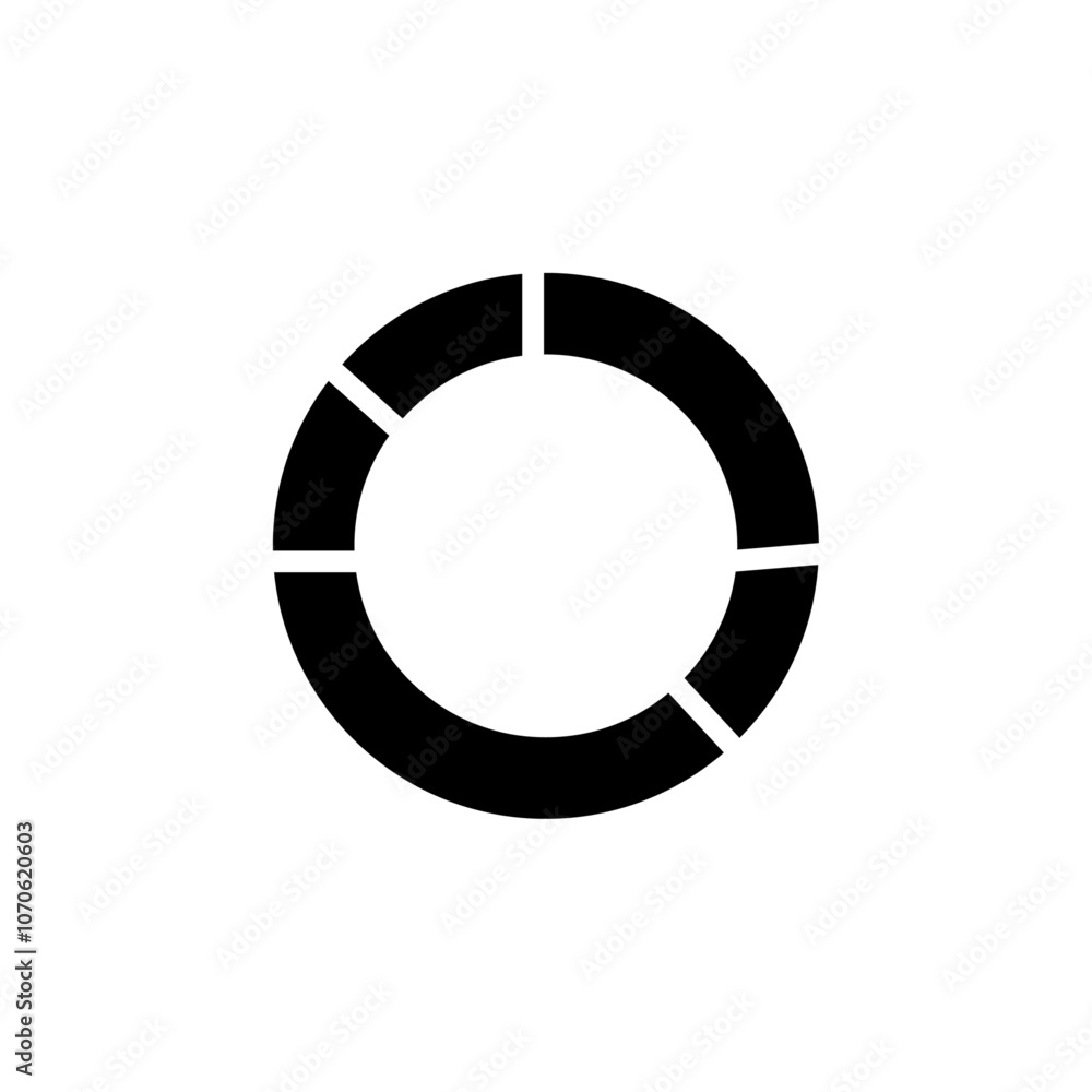 Donut chart icon black and white vector sign Donut chart icon black and white vector sign