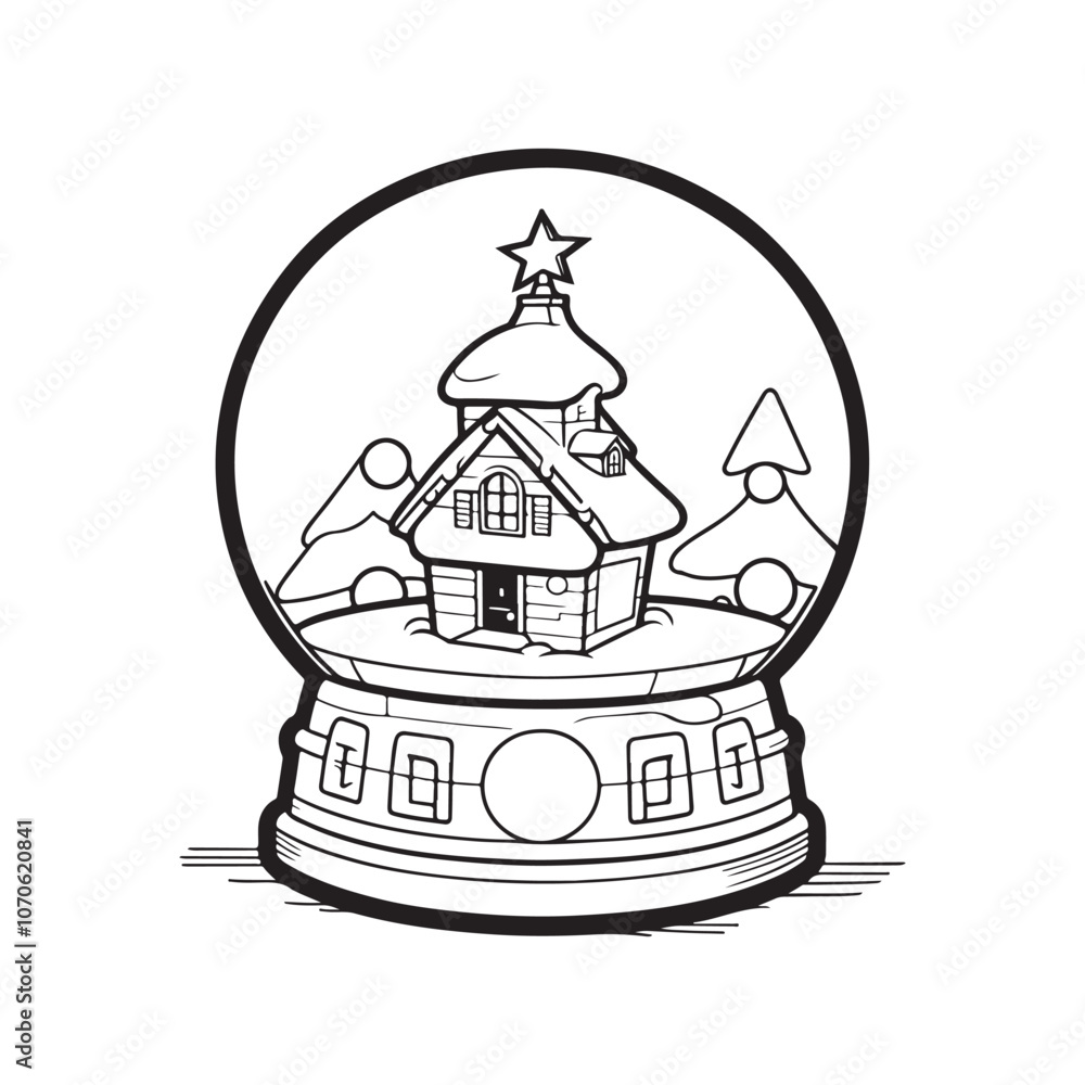 Snow Globe with Snowman or Tree Silhouette - Vector Icon on White. Snow Globe with Snowman or Tree Silhouette - Vector Icon on White.