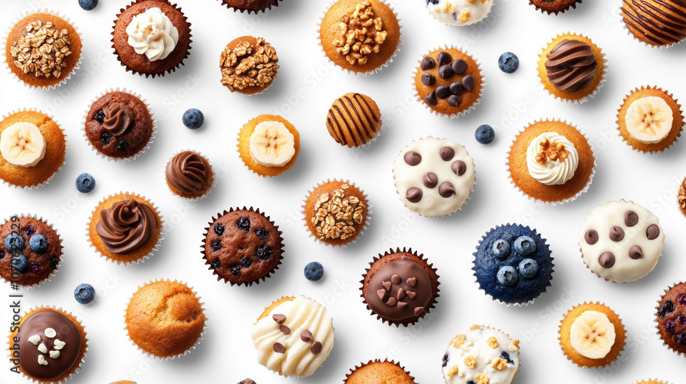 Assorted Muffins on Transparent Background Assorted Muffins on Transparent Background