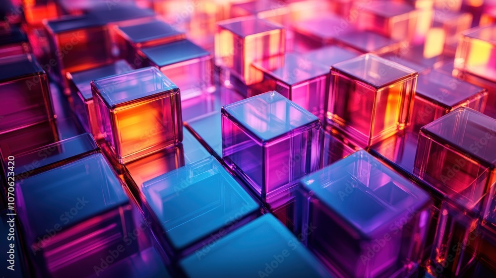 Abstract Neon Cube Pattern Abstract Neon Cube Pattern