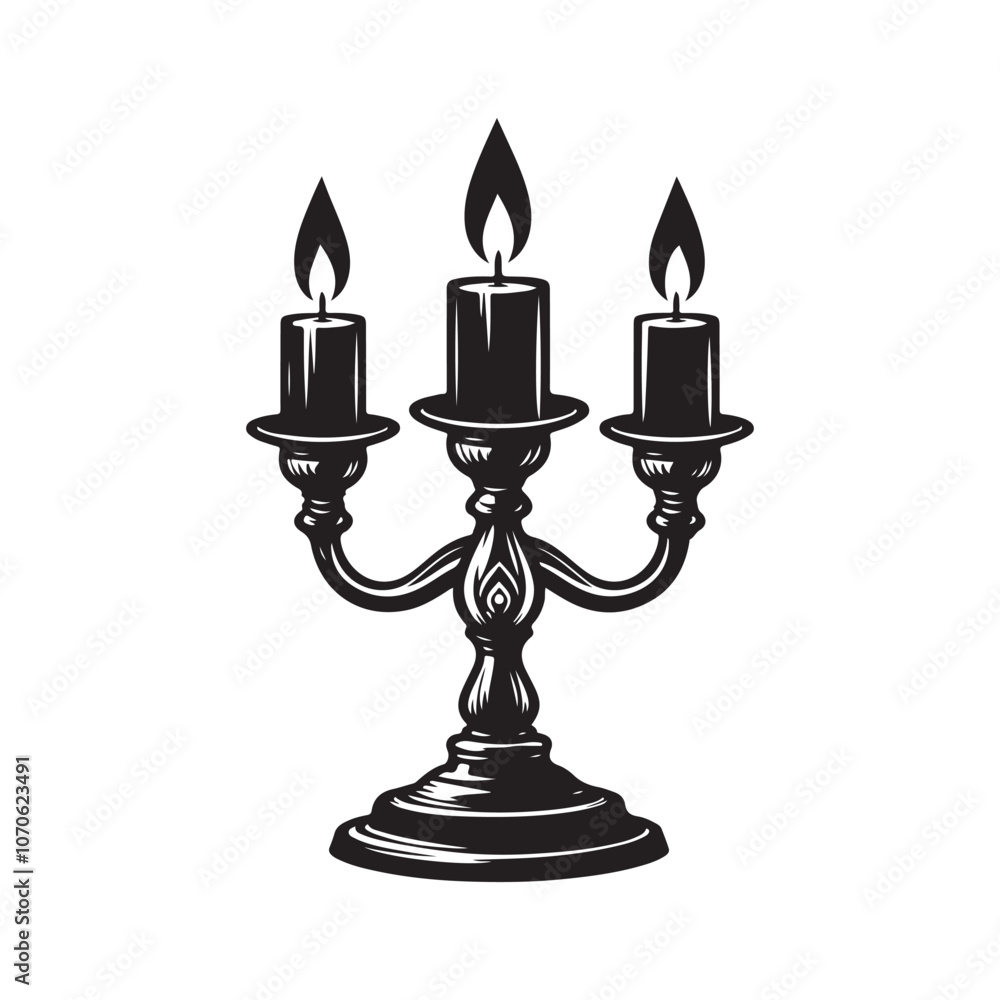 Vector Silhouette of Candlestick Holder | Isolated on White Background. Vector Silhouette of Candlestick Holder | Isolated on White Background.