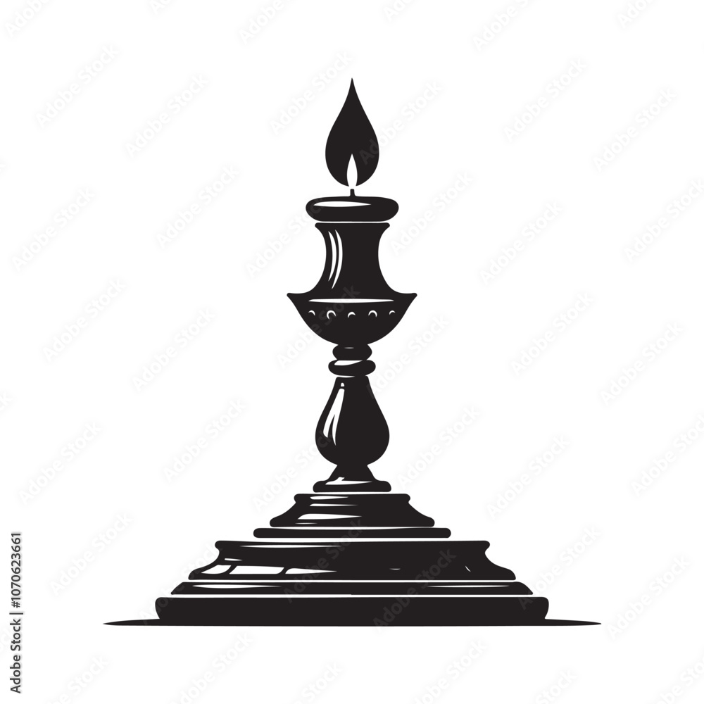 Candlestick Holder Silhouette | Isolated Vector on White. Candlestick Holder Silhouette | Isolated Vector on White.