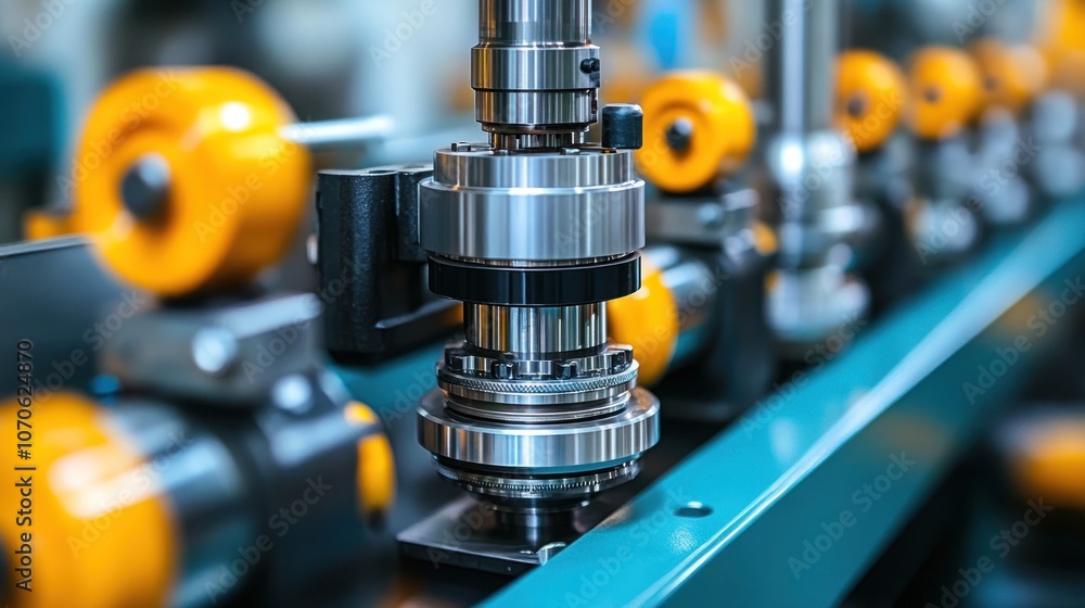 Close-up of industrial machinery with a metal roller. Close-up of industrial machinery with a metal roller.