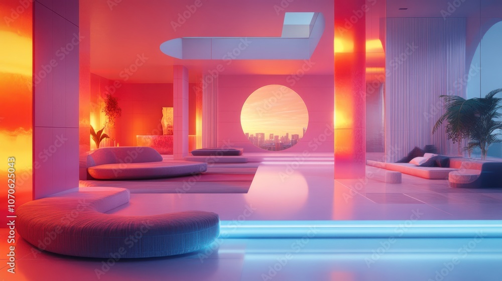 Modern Pink Interior Design with a Sunset View Modern Pink Interior Design with a Sunset View