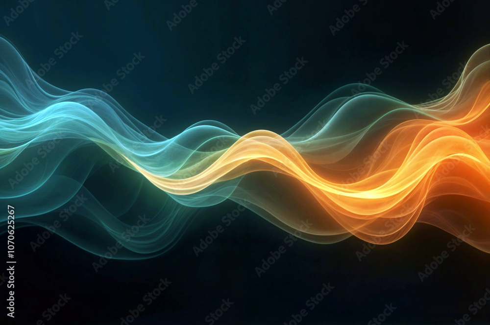 vibrant abstract waves in green and yellow on dark background vibrant abstract waves in green and yellow on dark background