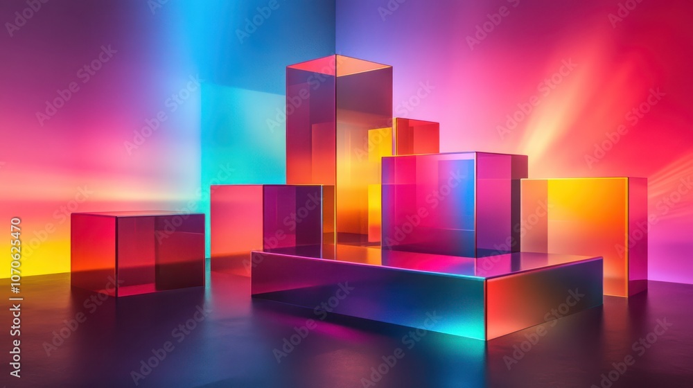 Abstract Colorful Glass Cubes Display Abstract Colorful Glass Cubes Display