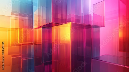 Abstract Glass Cubes with Vibrant Colors