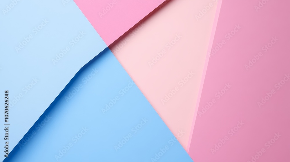 A geometric arrangement of pastel-colored paper sheets in blue and pink tones. A geometric arrangement of pastel-colored paper sheets in blue and pink tones.
