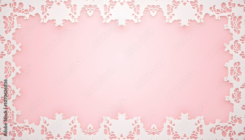 Delicate lace frame on pink background for decorative use Delicate lace frame on pink background for decorative use