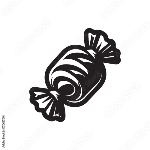 Candy Silhouette Vector Design in Black on White.