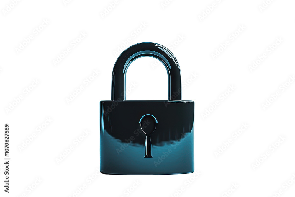 A sleek, metallic padlock designed for security, featuring a circular keyhole and a curved shackle. A sleek, metallic padlock designed for security, featuring a circular keyhole and a curved shackle.