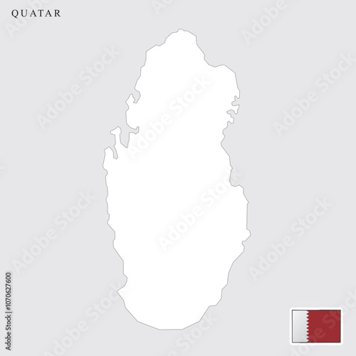 Qatar map and flag vector icon