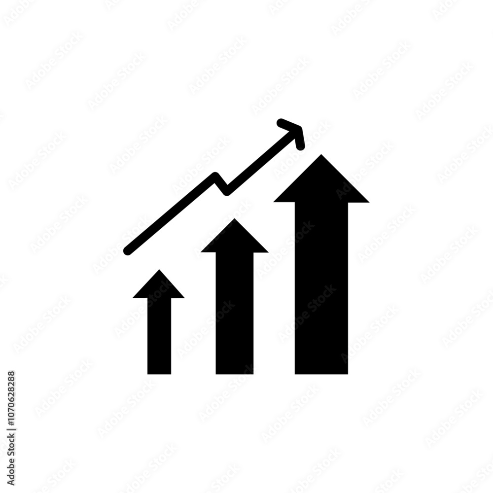 Improvement growth icon black and white vector sign Improvement growth icon black and white vector sign