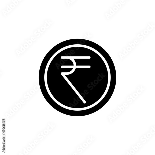 Indian rupee icon black and white vector sign