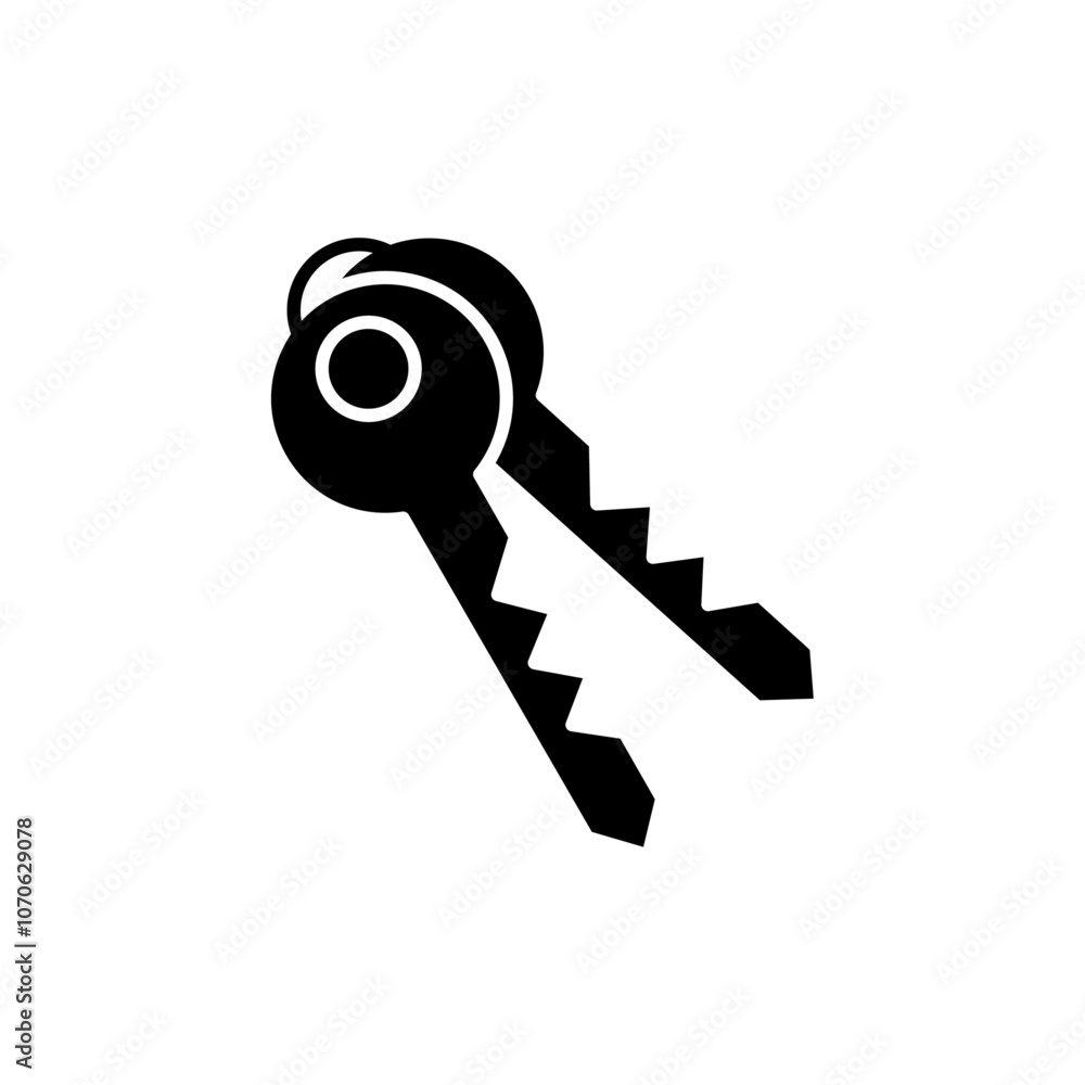 Key icon black and white vector sign Key icon black and white vector sign