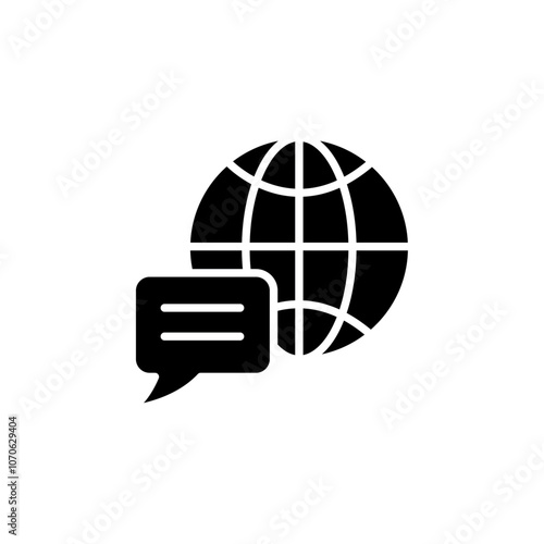 Language icon black and white vector sign