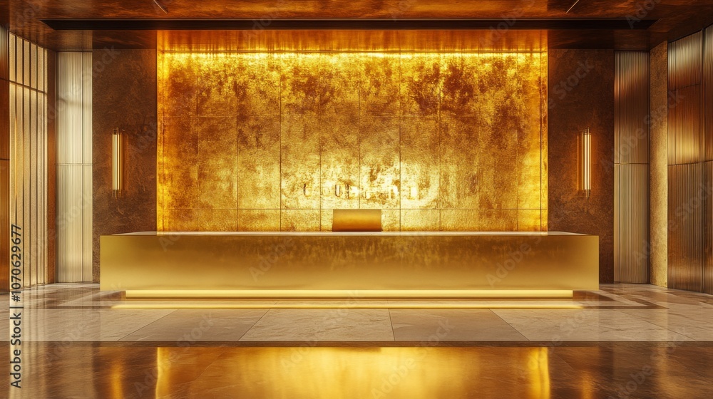 Luxurious Golden Lobby Interior Luxurious Golden Lobby Interior