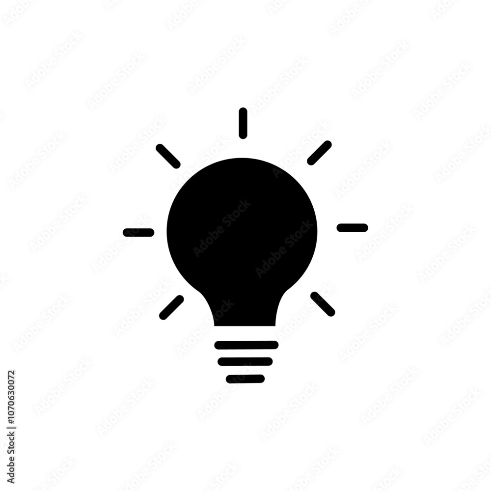 Lightbulb icon black and white vector sign Lightbulb icon black and white vector sign