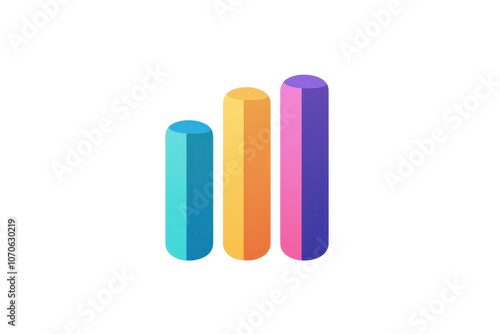 A vibrant set of three vertical bars in varying heights and colors, representing data visualization.