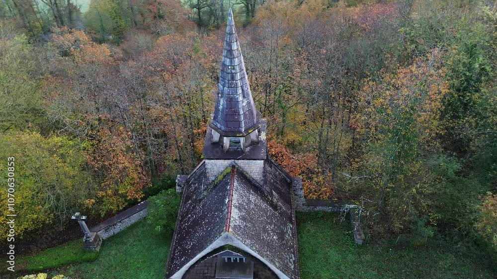 Chapel on a hill in autumn