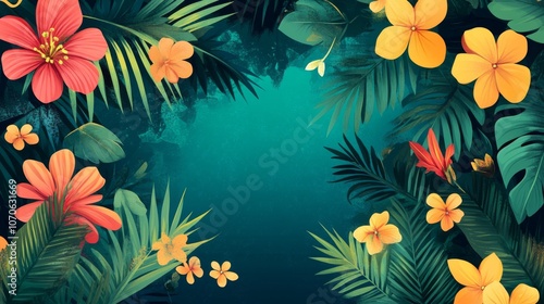 Tropical Floral Border Illustration