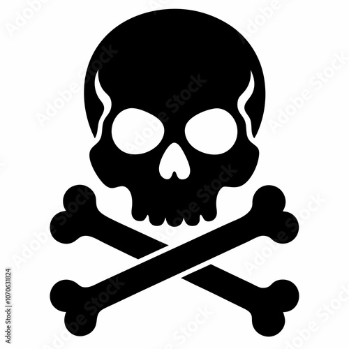 Skull crossbones silhouette icon. Clipart image isolated on white background