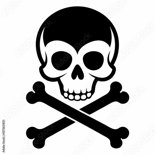 Skull crossbones silhouette icon. Clipart image isolated on white background