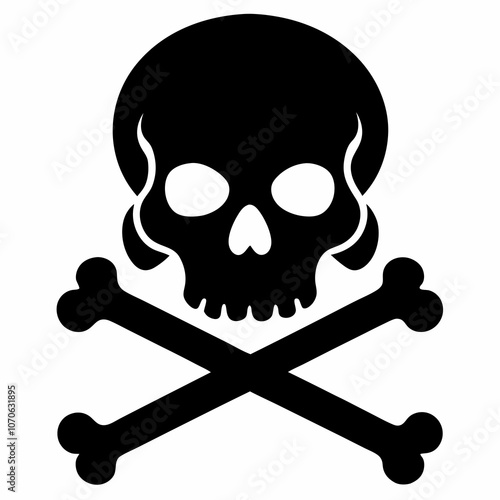 Skull crossbones silhouette icon. Clipart image isolated on white background