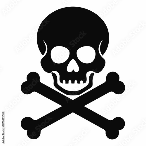 Skull crossbones silhouette icon. Clipart image isolated on white background